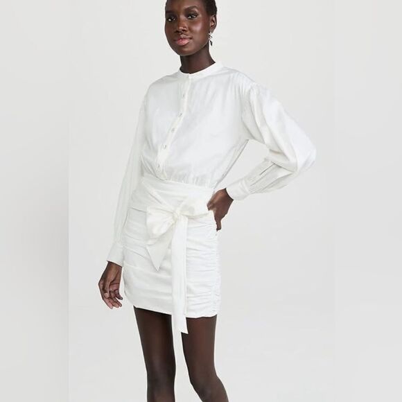 Ramy Brook Lorde Puff Sleeve Ruched Dress Size Small - Picture 1 of 13